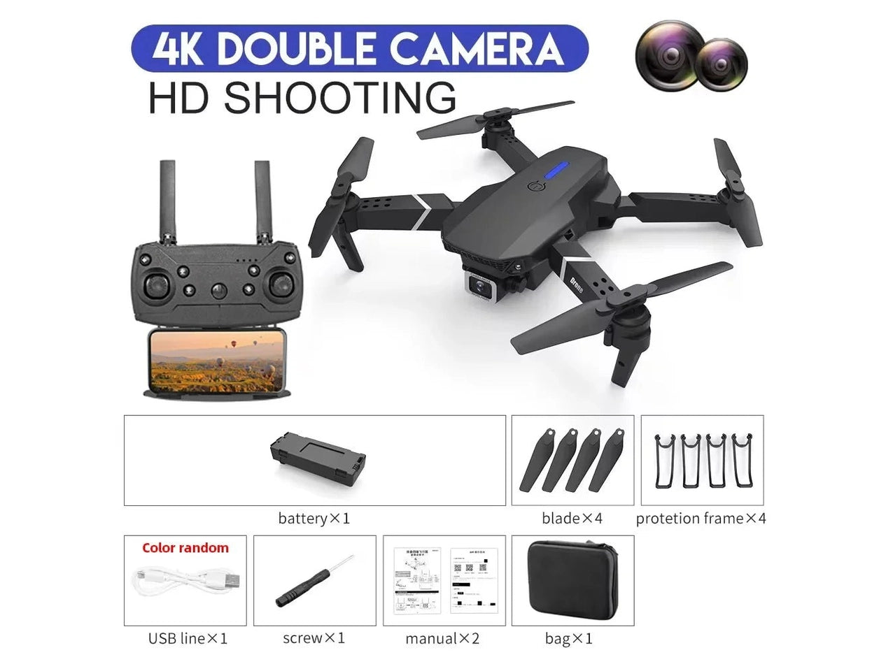 2023 E88 Pro WIFI FPV Drone Wide Angle HD 4K Camera Quadcopter Height Hold RC Foldable Dron Toys Gift - Simply Just Deals LLC2023 E88 Pro WIFI FPV Drone Wide Angle HD 4K Camera Quadcopter Height Hold RC Foldable Dron Toys Gift1410Black - DualC - 1BBlack - Dual C - 1B2023 E88 Pro WIFI FPV Drone Wide Angle HD 4K Camera Quadcopter Height Hold RC Foldable Dron Toys Gift