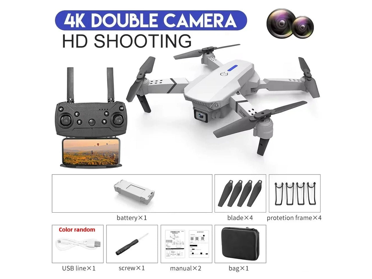 2023 E88 Pro WIFI FPV Drone Wide Angle HD 4K Camera Quadcopter Height Hold RC Foldable Dron Toys Gift - Simply Just Deals LLC2023 E88 Pro WIFI FPV Drone Wide Angle HD 4K Camera Quadcopter Height Hold RC Foldable Dron Toys Gift1410Black - DualC - 1BBlack - Dual C - 1B2023 E88 Pro WIFI FPV Drone Wide Angle HD 4K Camera Quadcopter Height Hold RC Foldable Dron Toys Gift