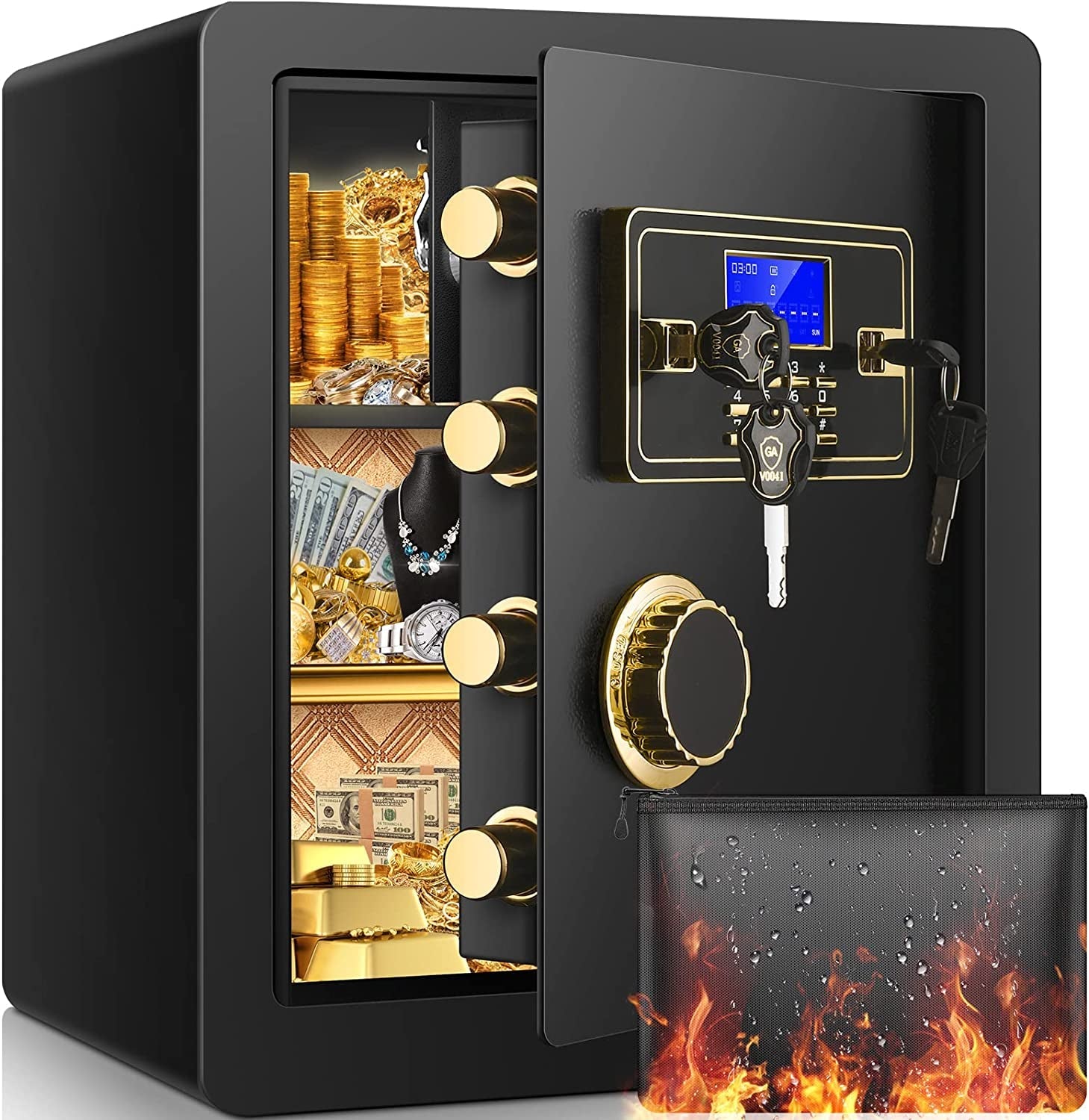 2.12 Cub Fireproof Waterproof, Security Home Safe with Fireproof Document Bag ,Inner Cabinet and LCD Display, Large Safe Box for Money Jewelry Documents - Simply Just Deals LLC2.12 Cub Fireproof Waterproof, Security Home Safe with Fireproof Document Bag ,Inner Cabinet and LCD Display, Large Safe Box for Money Jewelry Documents58fadd54-8175-41af-aabf-b2fc425bd0ab2.12 Cub Fireproof Waterproof, Security Home Safe with Fireproof Document Bag ,Inner Cabinet and LCD Display, Large Safe Box for Money J
