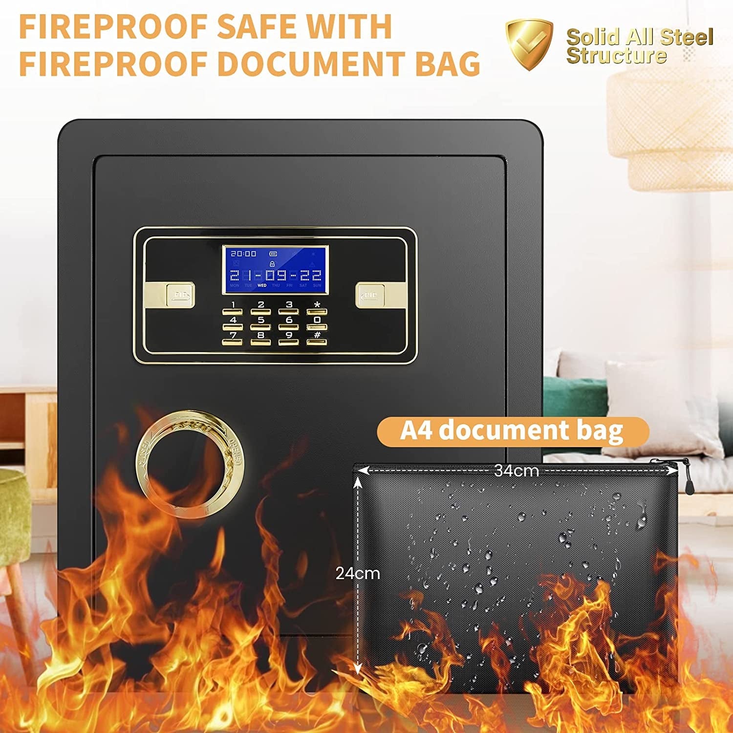 2.12 Cub Fireproof Waterproof, Security Home Safe with Fireproof Document Bag ,Inner Cabinet and LCD Display, Large Safe Box for Money Jewelry Documents - Simply Just Deals LLC2.12 Cub Fireproof Waterproof, Security Home Safe with Fireproof Document Bag ,Inner Cabinet and LCD Display, Large Safe Box for Money Jewelry Documents58fadd54-8175-41af-aabf-b2fc425bd0ab2.12 Cub Fireproof Waterproof, Security Home Safe with Fireproof Document Bag ,Inner Cabinet and LCD Display, Large Safe Box for Money J