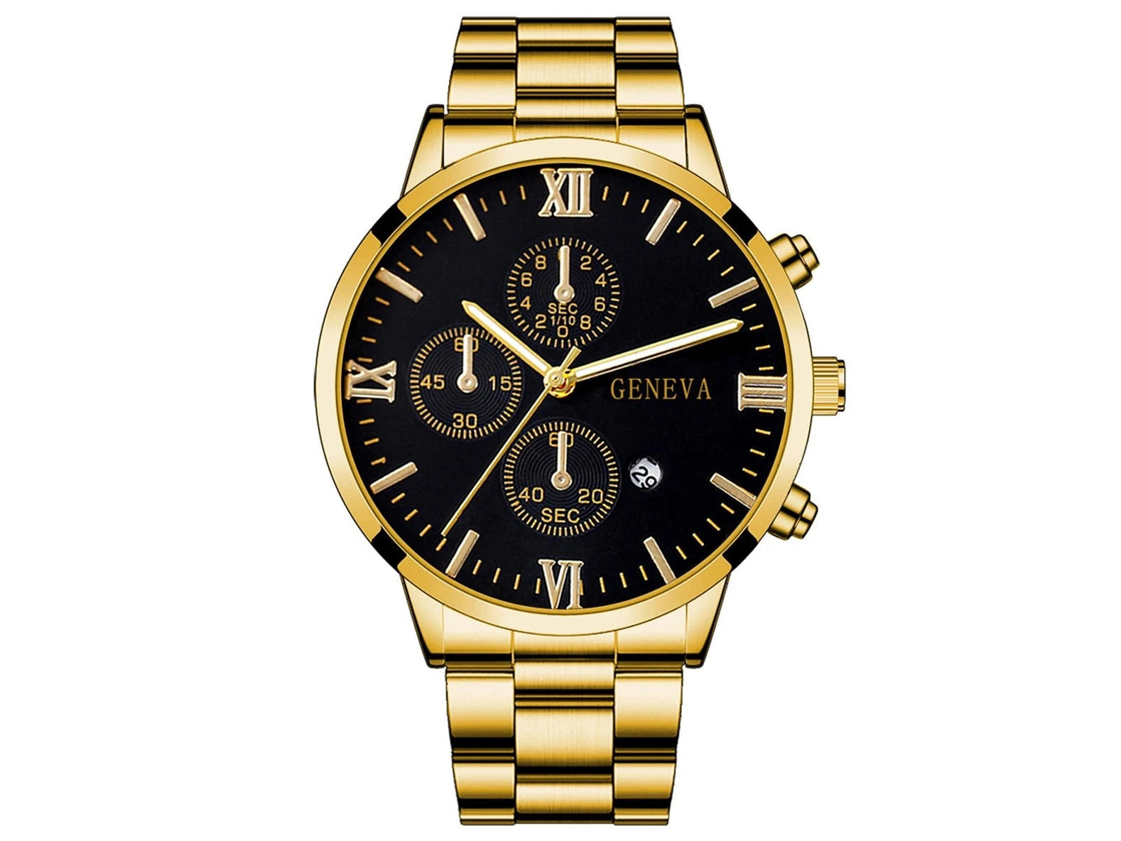4pcs gold alloy Roman with calendar men's quartz watch and cross necklace bracelet ring set selected gift - Simply Just Deals LLC4pcs gold alloy Roman with calendar men's quartz watch and cross necklace bracelet ring set selected gift14:201447303blackblack4pcs gold alloy Roman with calendar men's quartz watch and cross necklace bracelet ring set selected gift