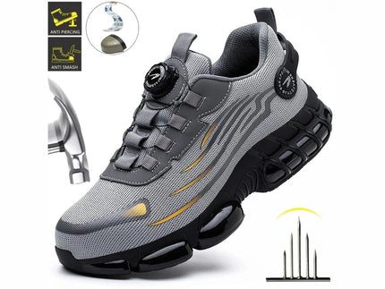 Hot Rotary Buckle Work Safety Shoes For Men Air Soft Sole Lightweight Protective Work Sneakers Men Breathable Safety Footwear - Simply Just Deals LLC