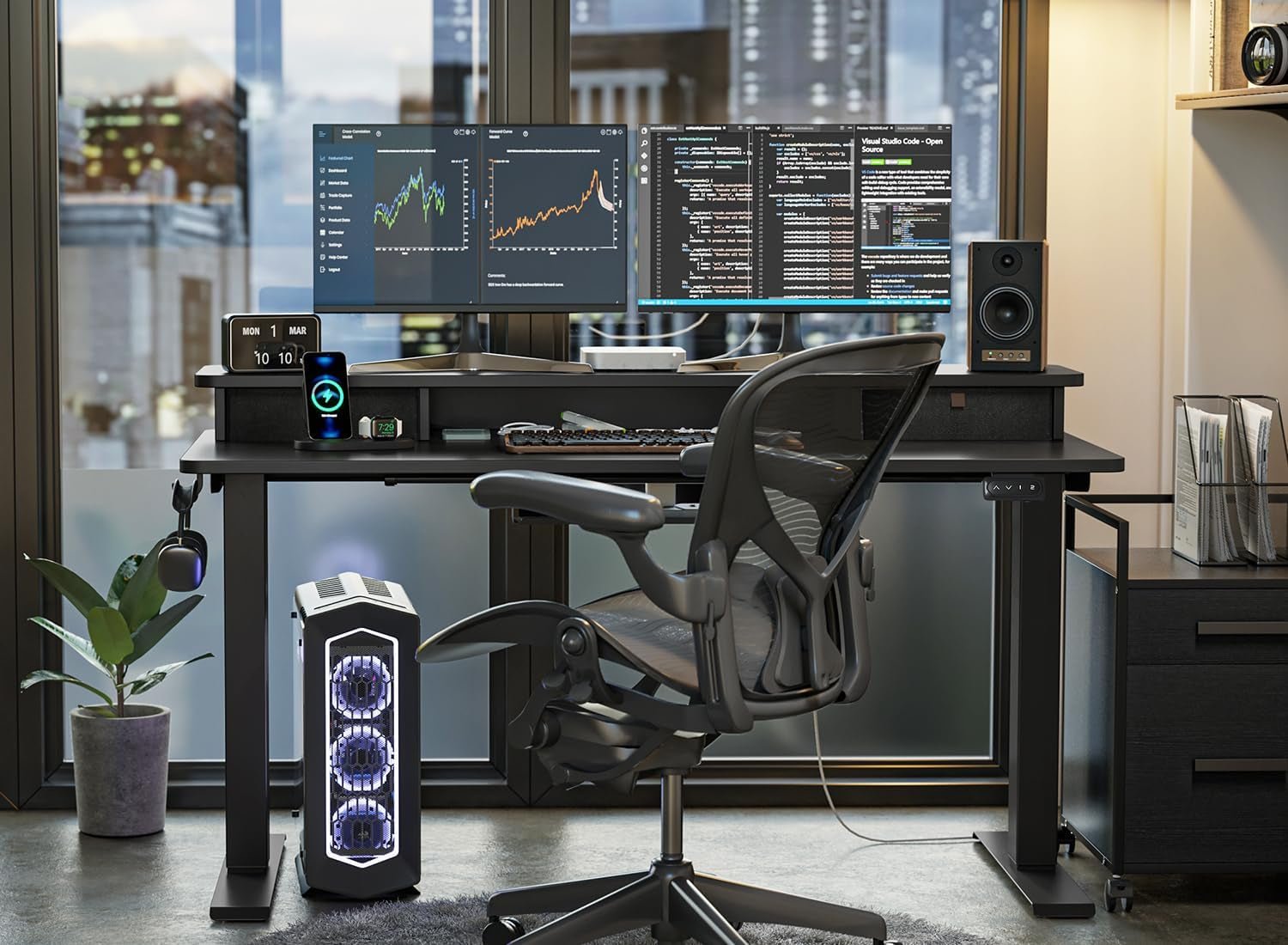 55 X 24 Inch Height Adjustable Electric Standing Desk with Double Drawer, Stand up Home Office Computer Desk with 4 Height - Adjustable Feets & 2 Hooks, Black - Simply Just Deals LLC55 X 24 Inch Height Adjustable Electric Standing Desk with Double Drawer, Stand up Home Office Computer Desk with 4 Height - Adjustable Feets & 2 Hooks, Black6ed4f68c-d734-4f55-91bd-42e6b59c336cBlack55 Inch55 X 24 Inch Height Adjustable Electric Standing Desk with Double Drawer, Stand up Home Office Computer Desk wit