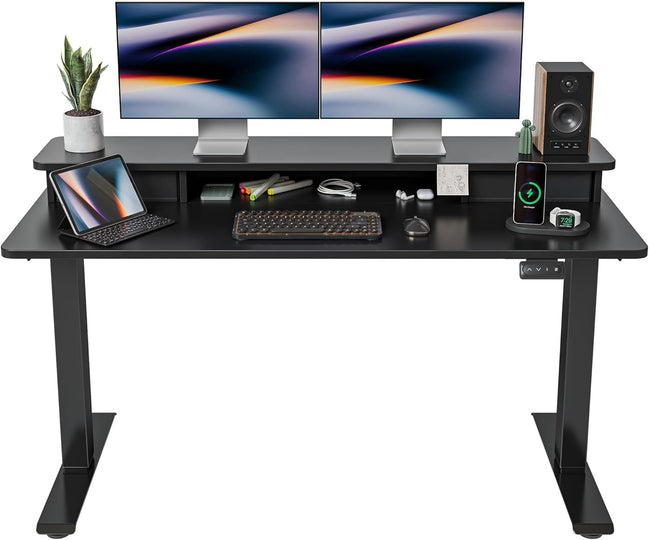 55 X 24 Inch Height Adjustable Electric Standing Desk with Double Drawer, Stand up Home Office Computer Desk with 4 Height - Adjustable Feets & 2 Hooks, Black - Simply Just Deals LLC55 X 24 Inch Height Adjustable Electric Standing Desk with Double Drawer, Stand up Home Office Computer Desk with 4 Height - Adjustable Feets & 2 Hooks, Black6ed4f68c-d734-4f55-91bd-42e6b59c336cBlack55 Inch55 X 24 Inch Height Adjustable Electric Standing Desk with Double Drawer, Stand up Home Office Computer Desk wit