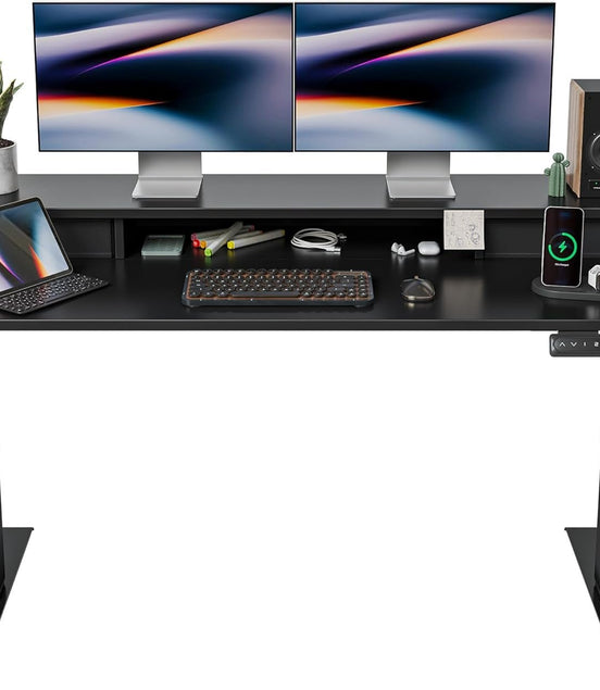 55 X 24 Inch Height Adjustable Electric Standing Desk with Double Drawer, Stand up Home Office Computer Desk with 4 Height - Adjustable Feets & 2 Hooks, Black - Simply Just Deals LLC55 X 24 Inch Height Adjustable Electric Standing Desk with Double Drawer, Stand up Home Office Computer Desk with 4 Height - Adjustable Feets & 2 Hooks, Black6ed4f68c-d734-4f55-91bd-42e6b59c336cBlack55 Inch55 X 24 Inch Height Adjustable Electric Standing Desk with Double Drawer, Stand up Home Office Computer Desk wit