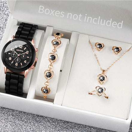 5/6PCS Women Watches Fashion Silicone Band Women Quartz Watches Jewelry Set Reloj Mujer Girls Clock Gift (Without Box) - Simply Just Deals LLC5/6PCS Women Watches Fashion Silicone Band Women Quartz Watches Jewelry Set Reloj Mujer Girls Clock Gift (Without Box)14201447598BK-AXBK - AX5/6PCS Women Watches Fashion Silicone Band Women Quartz Watches Jewelry Set Reloj Mujer Girls Clock Gift (Without Box)