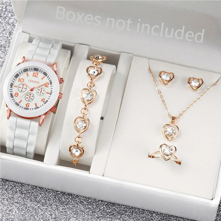 5/6PCS Women Watches Fashion Silicone Band Women Quartz Watches Jewelry Set Reloj Mujer Girls Clock Gift (Without Box) - Simply Just Deals LLC5/6PCS Women Watches Fashion Silicone Band Women Quartz Watches Jewelry Set Reloj Mujer Girls Clock Gift (Without Box)14201447598BK-AXBK - AX5/6PCS Women Watches Fashion Silicone Band Women Quartz Watches Jewelry Set Reloj Mujer Girls Clock Gift (Without Box)