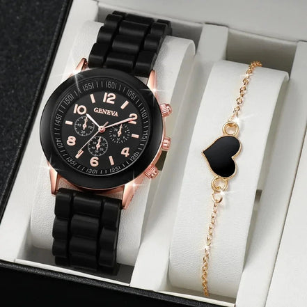 5/6PCS Women Watches Fashion Silicone Band Women Quartz Watches Jewelry Set Reloj Mujer Girls Clock Gift (Without Box) - Simply Just Deals LLC5/6PCS Women Watches Fashion Silicone Band Women Quartz Watches Jewelry Set Reloj Mujer Girls Clock Gift (Without Box)14201447598BK-AXBK - AX5/6PCS Women Watches Fashion Silicone Band Women Quartz Watches Jewelry Set Reloj Mujer Girls Clock Gift (Without Box)