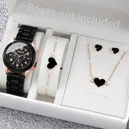 5/6PCS Women Watches Fashion Silicone Band Women Quartz Watches Jewelry Set Reloj Mujer Girls Clock Gift (Without Box) - Simply Just Deals LLC5/6PCS Women Watches Fashion Silicone Band Women Quartz Watches Jewelry Set Reloj Mujer Girls Clock Gift (Without Box)14201447598BK-AXBK - AX5/6PCS Women Watches Fashion Silicone Band Women Quartz Watches Jewelry Set Reloj Mujer Girls Clock Gift (Without Box)