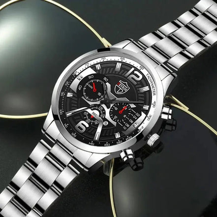 5PCS Set DEYROS Fashion Mens Calendar Watches Men Business Stainless Steel Quartz Wristwatch Male Casual Necklace Bracelet Watch - Simply Just Deals LLC5PCS Set DEYROS Fashion Mens Calendar Watches Men Business Stainless Steel Quartz Wristwatch Male Casual Necklace Bracelet Watch14:200005100Siiver BlackSiiver Black5PCS Set DEYROS Fashion Mens Calendar Watches Men Business Stainless Steel Quartz Wristwatch Male Casual Necklace Bracelet Watch