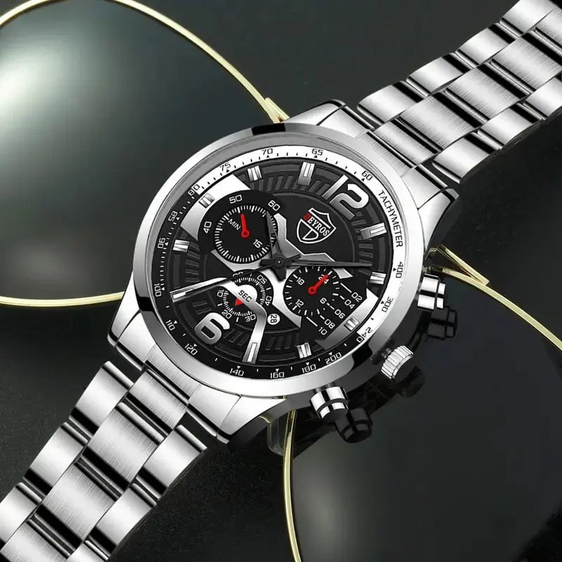 5PCS Set DEYROS Fashion Mens Calendar Watches Men Business Stainless Steel Quartz Wristwatch Male Casual Necklace Bracelet Watch - Simply Just Deals LLC5PCS Set DEYROS Fashion Mens Calendar Watches Men Business Stainless Steel Quartz Wristwatch Male Casual Necklace Bracelet Watch14:200005100Siiver BlackSiiver Black5PCS Set DEYROS Fashion Mens Calendar Watches Men Business Stainless Steel Quartz Wristwatch Male Casual Necklace Bracelet Watch