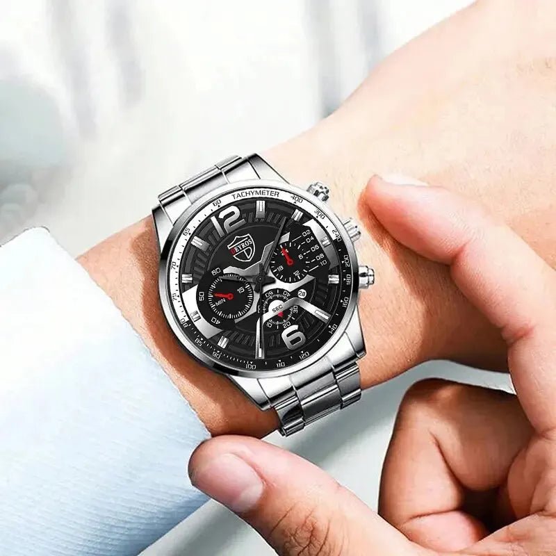 5PCS Set DEYROS Fashion Mens Calendar Watches Men Business Stainless Steel Quartz Wristwatch Male Casual Necklace Bracelet Watch - Simply Just Deals LLC5PCS Set DEYROS Fashion Mens Calendar Watches Men Business Stainless Steel Quartz Wristwatch Male Casual Necklace Bracelet Watch14:200005100Siiver BlackSiiver Black5PCS Set DEYROS Fashion Mens Calendar Watches Men Business Stainless Steel Quartz Wristwatch Male Casual Necklace Bracelet Watch