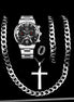 5PCS Set DEYROS Fashion Mens Calendar Watches Men Business Stainless Steel Quartz Wristwatch Male Casual Necklace Bracelet Watch - Simply Just Deals LLC5PCS Set DEYROS Fashion Mens Calendar Watches Men Business Stainless Steel Quartz Wristwatch Male Casual Necklace Bracelet Watch14:200005100Siiver BlackSiiver Black5PCS Set DEYROS Fashion Mens Calendar Watches Men Business Stainless Steel Quartz Wristwatch Male Casual Necklace Bracelet Watch
