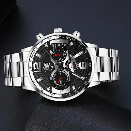 5PCS Set DEYROS Fashion Mens Calendar Watches Men Business Stainless Steel Quartz Wristwatch Male Casual Necklace Bracelet Watch - Simply Just Deals LLC5PCS Set DEYROS Fashion Mens Calendar Watches Men Business Stainless Steel Quartz Wristwatch Male Casual Necklace Bracelet Watch14:200005100Siiver BlackSiiver Black5PCS Set DEYROS Fashion Mens Calendar Watches Men Business Stainless Steel Quartz Wristwatch Male Casual Necklace Bracelet Watch