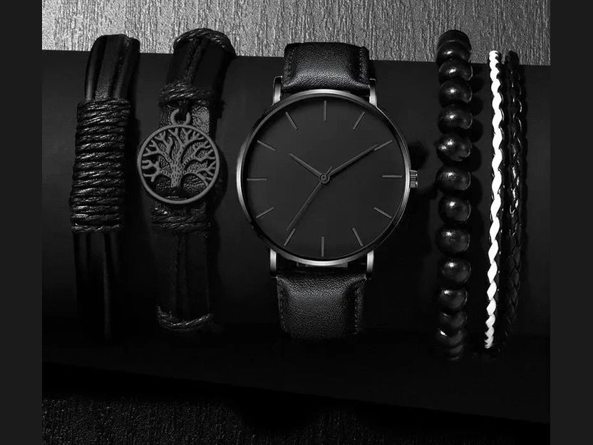 5PCS Set Fashion Mens Sports Watches Man Business Quartz Wristwatch Luxury Leather Bracelet Men Casual Clock Watch - Simply Just Deals LLC5PCS Set Fashion Mens Sports Watches Man Business Quartz Wristwatch Luxury Leather Bracelet Men Casual Clock Watch14201447598BlackBlackBlack Black5PCS Set Fashion Mens Sports Watches Man Business Quartz Wristwatch Luxury Leather Bracelet Men Casual Clock Watch