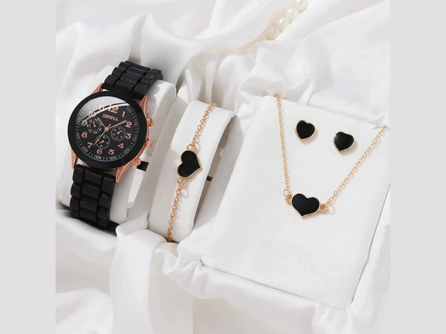 5PCS Set Luxury Watch Women Ring Necklace Earrings Rhinestone Fashion Wristwatch Female Casual Ladies Watches Bracelet Set Clock - Simply Just Deals LLC5PCS Set Luxury Watch Women Ring Necklace Earrings Rhinestone Fashion Wristwatch Female Casual Ladies Watches Bracelet Set Clock14201447598BK - AXBK - AX5PCS Set Luxury Watch Women Ring Necklace Earrings Rhinestone Fashion Wristwatch Female Casual Ladies Watches Bracelet Set Clock