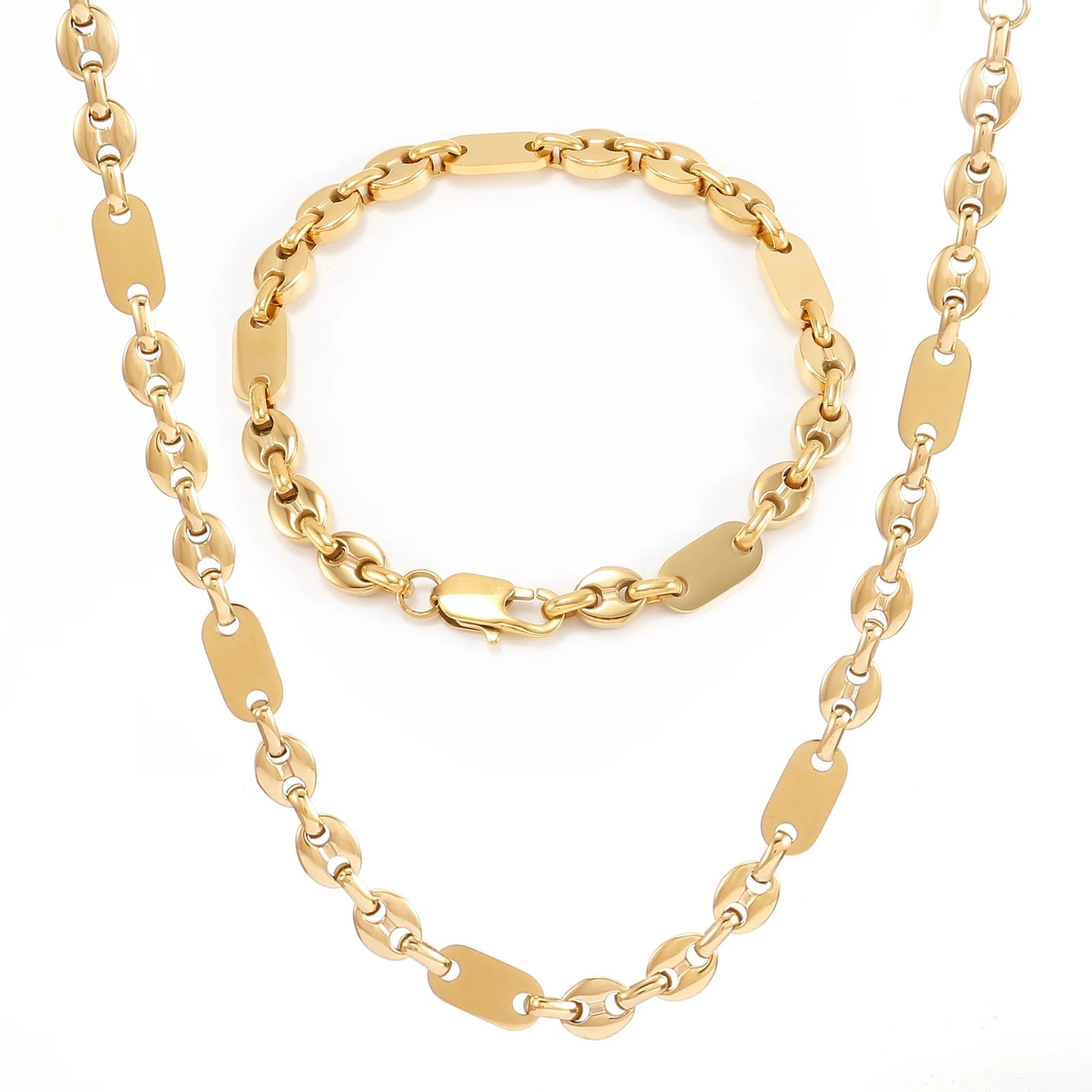 6mm Hip Hop Golden Coffee Beans Necklace for Women Men 316L Stainless Steel Curb Cuban Link Chain Fashion Bracelets Jewelry Gift - Simply Just Deals LLC6mm Hip Hop Golden Coffee Beans Necklace for Women Men 316L Stainless Steel Curb Cuban Link Chain Fashion Bracelets Jewelry Gift200000639:285121cm Bracelet;200000783:193Width 7mm;200001034:361180Gold 2Gold 221cm BraceletWidth 7mm6mm Hip Hop Golden Coffee Beans Necklace for Women Men 316L Stainless Steel Curb Cuban Link Chain Fashion Bracelets Jew