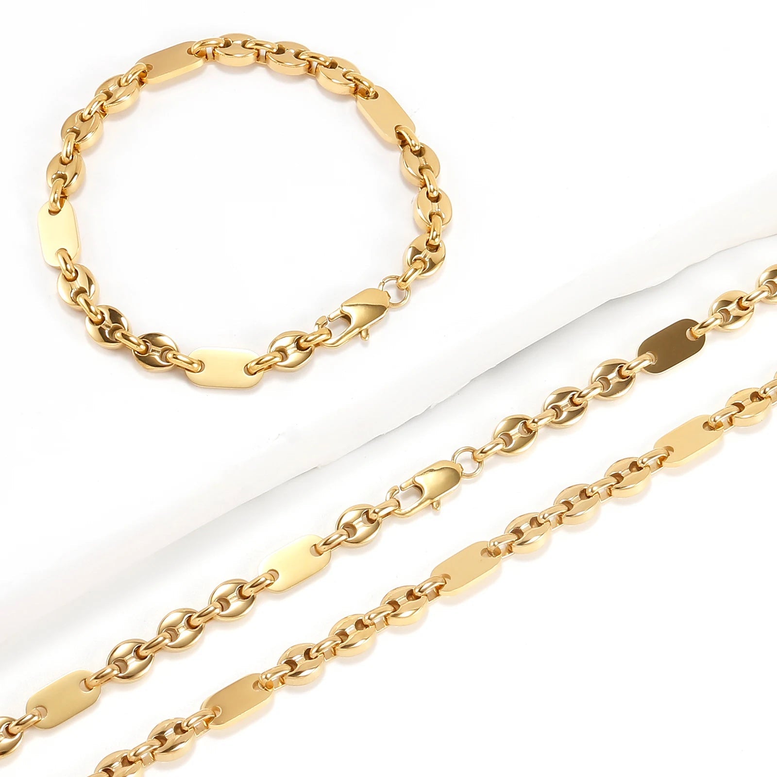 6mm Hip Hop Golden Coffee Beans Necklace for Women Men 316L Stainless Steel Curb Cuban Link Chain Fashion Bracelets Jewelry Gift - Simply Just Deals LLC6mm Hip Hop Golden Coffee Beans Necklace for Women Men 316L Stainless Steel Curb Cuban Link Chain Fashion Bracelets Jewelry Gift200000639:285121cm Bracelet;200000783:193Width 7mm;200001034:361180Gold 2Gold 221cm BraceletWidth 7mm6mm Hip Hop Golden Coffee Beans Necklace for Women Men 316L Stainless Steel Curb Cuban Link Chain Fashion Bracelets Jew