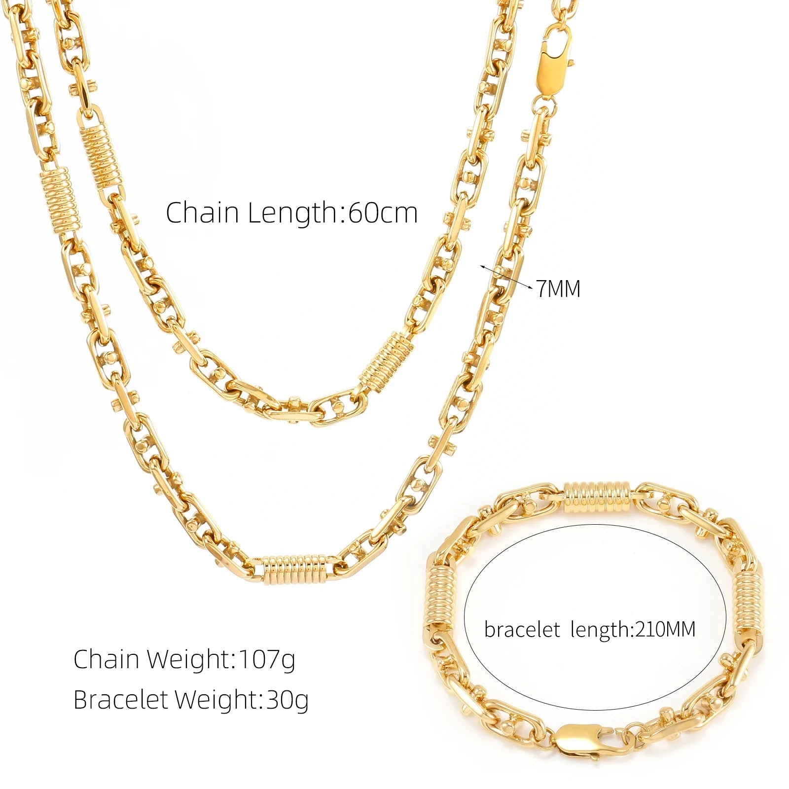 6mm Hip Hop Golden Coffee Beans Necklace for Women Men 316L Stainless Steel Curb Cuban Link Chain Fashion Bracelets Jewelry Gift - Simply Just Deals LLC6mm Hip Hop Golden Coffee Beans Necklace for Women Men 316L Stainless Steel Curb Cuban Link Chain Fashion Bracelets Jewelry Gift200000639:285121cm Bracelet;200000783:193Width 7mm;200001034:361180Gold 2Gold 221cm BraceletWidth 7mm6mm Hip Hop Golden Coffee Beans Necklace for Women Men 316L Stainless Steel Curb Cuban Link Chain Fashion Bracelets Jew