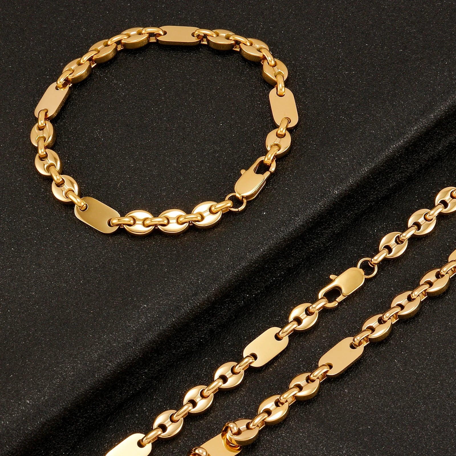 6mm Hip Hop Golden Coffee Beans Necklace for Women Men 316L Stainless Steel Curb Cuban Link Chain Fashion Bracelets Jewelry Gift - Simply Just Deals LLC6mm Hip Hop Golden Coffee Beans Necklace for Women Men 316L Stainless Steel Curb Cuban Link Chain Fashion Bracelets Jewelry Gift200000639:285121cm Bracelet;200000783:193Width 7mm;200001034:361180Gold 2Gold 221cm BraceletWidth 7mm6mm Hip Hop Golden Coffee Beans Necklace for Women Men 316L Stainless Steel Curb Cuban Link Chain Fashion Bracelets Jew