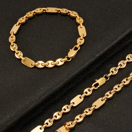 6mm Hip Hop Golden Coffee Beans Necklace for Women Men 316L Stainless Steel Curb Cuban Link Chain Fashion Bracelets Jewelry Gift - Simply Just Deals LLC6mm Hip Hop Golden Coffee Beans Necklace for Women Men 316L Stainless Steel Curb Cuban Link Chain Fashion Bracelets Jewelry Gift200000639:285121cm Bracelet;200000783:193Width 7mm;200001034:361180Gold 2Gold 221cm BraceletWidth 7mm6mm Hip Hop Golden Coffee Beans Necklace for Women Men 316L Stainless Steel Curb Cuban Link Chain Fashion Bracelets Jew