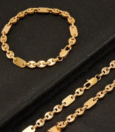 6mm Hip Hop Golden Coffee Beans Necklace for Women Men 316L Stainless Steel Curb Cuban Link Chain Fashion Bracelets Jewelry Gift - Simply Just Deals LLC6mm Hip Hop Golden Coffee Beans Necklace for Women Men 316L Stainless Steel Curb Cuban Link Chain Fashion Bracelets Jewelry Gift200000639:285121cm Bracelet;200000783:193Width 7mm;200001034:361180Gold 2Gold 221cm BraceletWidth 7mm6mm Hip Hop Golden Coffee Beans Necklace for Women Men 316L Stainless Steel Curb Cuban Link Chain Fashion Bracelets Jew