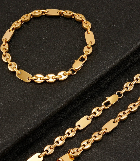 6mm Hip Hop Golden Coffee Beans Necklace for Women Men 316L Stainless Steel Curb Cuban Link Chain Fashion Bracelets Jewelry Gift - Simply Just Deals LLC6mm Hip Hop Golden Coffee Beans Necklace for Women Men 316L Stainless Steel Curb Cuban Link Chain Fashion Bracelets Jewelry Gift200000639:285121cm Bracelet;200000783:193Width 7mm;200001034:361180Gold 2Gold 221cm BraceletWidth 7mm6mm Hip Hop Golden Coffee Beans Necklace for Women Men 316L Stainless Steel Curb Cuban Link Chain Fashion Bracelets Jew