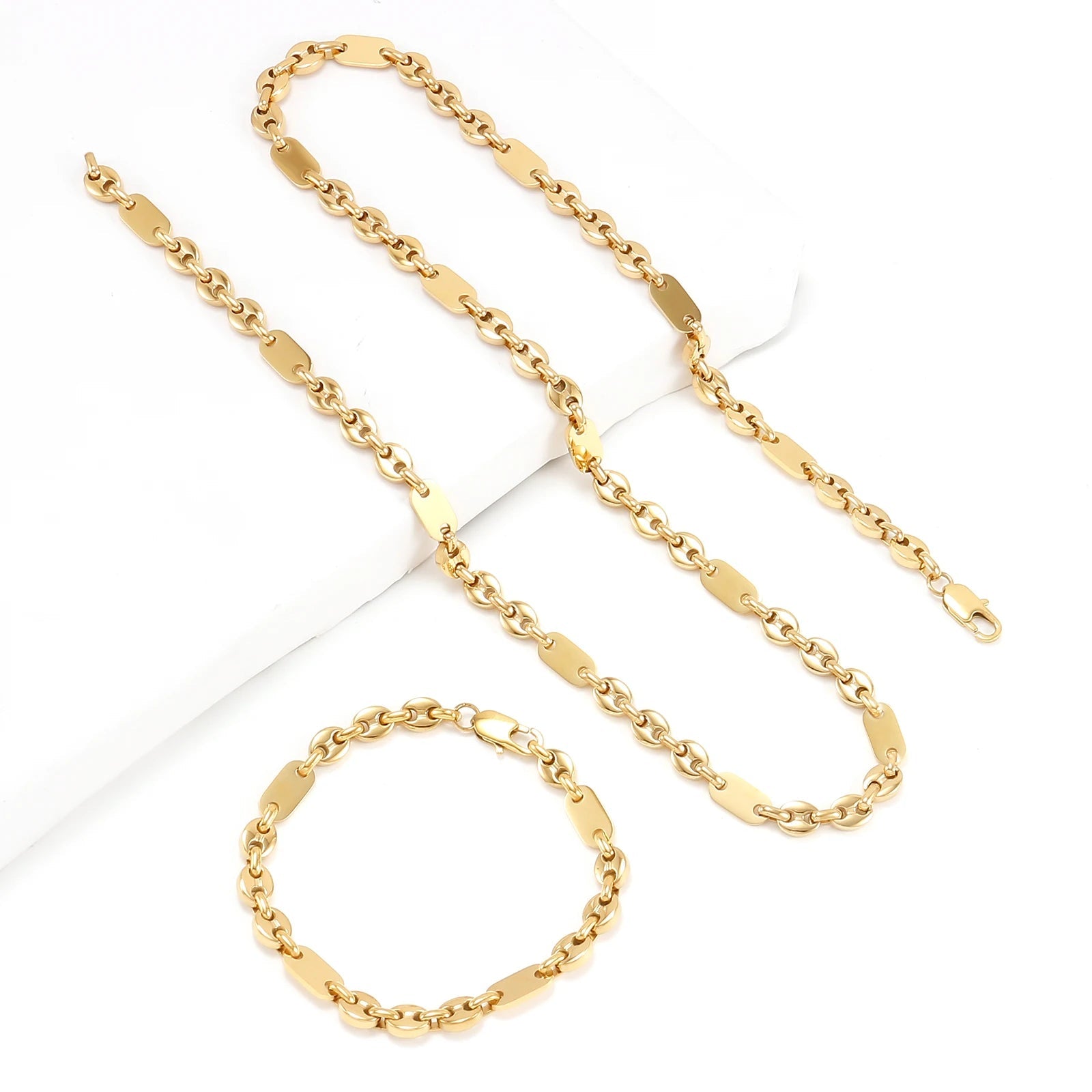 6mm Hip Hop Golden Coffee Beans Necklace for Women Men 316L Stainless Steel Curb Cuban Link Chain Fashion Bracelets Jewelry Gift - Simply Just Deals LLC6mm Hip Hop Golden Coffee Beans Necklace for Women Men 316L Stainless Steel Curb Cuban Link Chain Fashion Bracelets Jewelry Gift200000639:285121cm Bracelet;200000783:193Width 7mm;200001034:361180Gold 2Gold 221cm BraceletWidth 7mm6mm Hip Hop Golden Coffee Beans Necklace for Women Men 316L Stainless Steel Curb Cuban Link Chain Fashion Bracelets Jew