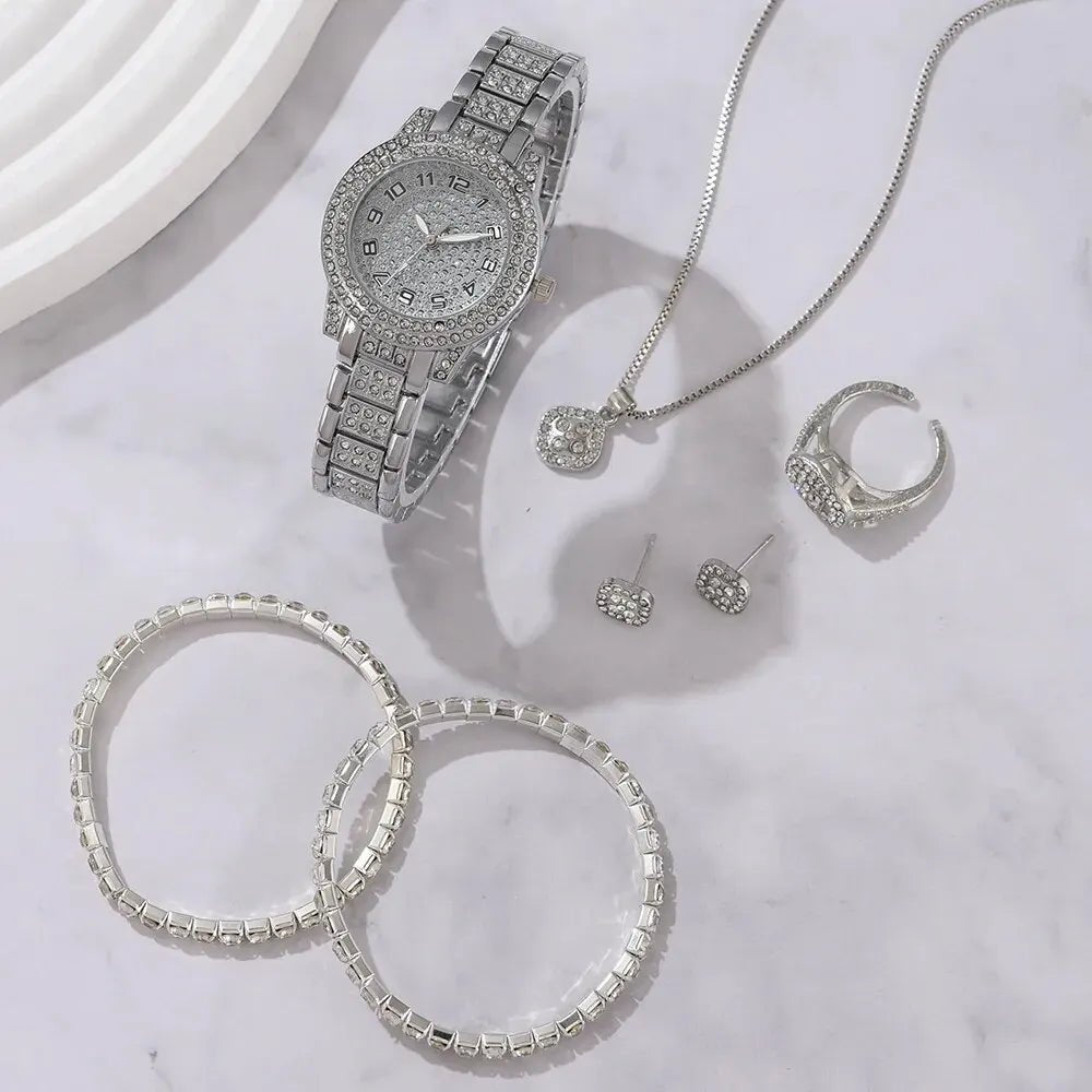 6PCS Women Watch Luxury Elegant Alloy Watch Crystal Wristwatch For Ladies Gift Quartz Watch Alloy Rhinestone Bracelet Montre - Simply Just Deals LLC6PCS Women Watch Luxury Elegant Alloy Watch Crystal Wristwatch For Ladies Gift Quartz Watch Alloy Rhinestone Bracelet Montre1420000510072208GO - 2H151 - H18372208GO - 2H151 - H1836PCS Women Watch Luxury Elegant Alloy Watch Crystal Wristwatch For Ladies Gift Quartz Watch Alloy Rhinestone Bracelet Montre