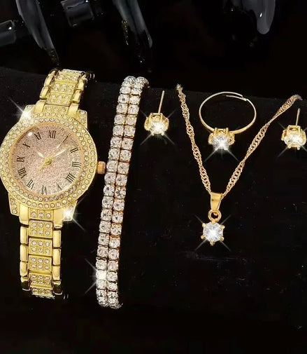 6PCS Women Watch Luxury Elegant Alloy Watch Crystal Wristwatch For Ladies Gift Quartz Watch Alloy Rhinestone Bracelet Montre - Simply Just Deals LLC6PCS Women Watch Luxury Elegant Alloy Watch Crystal Wristwatch For Ladies Gift Quartz Watch Alloy Rhinestone Bracelet Montre14350850Gold6PCS Women Watch Luxury Elegant Alloy Watch Crystal Wristwatch For Ladies Gift Quartz Watch Alloy Rhinestone Bracelet Montre