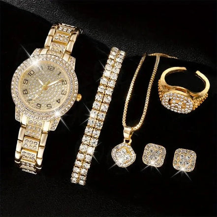 6PCS Women Watch Luxury Elegant Alloy Watch Crystal Wristwatch For Ladies Gift Quartz Watch Alloy Rhinestone Bracelet Montre - Simply Just Deals LLC6PCS Women Watch Luxury Elegant Alloy Watch Crystal Wristwatch For Ladies Gift Quartz Watch Alloy Rhinestone Bracelet Montre1420000510072208GO - 2H151 - H18372208GO - 2H151 - H1836PCS Women Watch Luxury Elegant Alloy Watch Crystal Wristwatch For Ladies Gift Quartz Watch Alloy Rhinestone Bracelet Montre