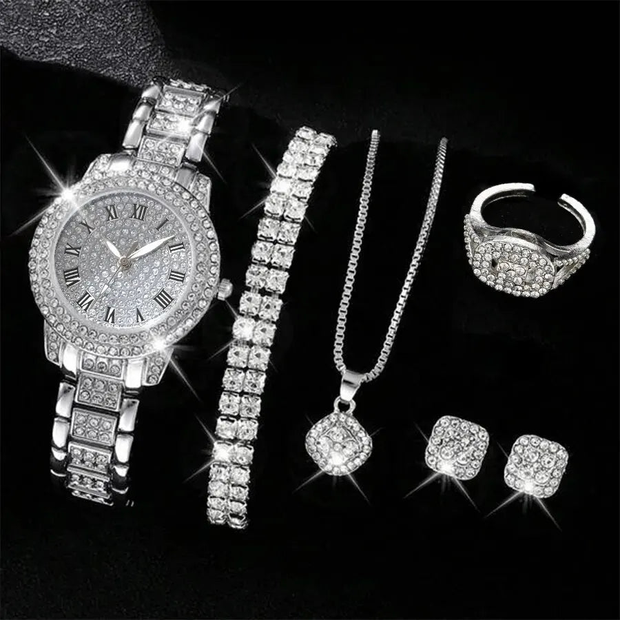 6PCS Women Watch Luxury Elegant Alloy Watch Crystal Wristwatch For Ladies Gift Quartz Watch Alloy Rhinestone Bracelet Montre - Simply Just Deals LLC6PCS Women Watch Luxury Elegant Alloy Watch Crystal Wristwatch For Ladies Gift Quartz Watch Alloy Rhinestone Bracelet Montre1435068672208SL - 2H151 - H18372208SL - 2H151 - H1836PCS Women Watch Luxury Elegant Alloy Watch Crystal Wristwatch For Ladies Gift Quartz Watch Alloy Rhinestone Bracelet Montre