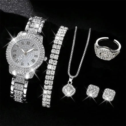 6PCS Women Watch Luxury Elegant Alloy Watch Crystal Wristwatch For Ladies Gift Quartz Watch Alloy Rhinestone Bracelet Montre - Simply Just Deals LLC6PCS Women Watch Luxury Elegant Alloy Watch Crystal Wristwatch For Ladies Gift Quartz Watch Alloy Rhinestone Bracelet Montre1420000510072208GO - 2H151 - H18372208GO - 2H151 - H1836PCS Women Watch Luxury Elegant Alloy Watch Crystal Wristwatch For Ladies Gift Quartz Watch Alloy Rhinestone Bracelet Montre
