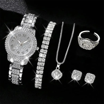 6PCS Women Watch Luxury Elegant Alloy Watch Crystal Wristwatch For Ladies Gift Quartz Watch Alloy Rhinestone Bracelet Montre - Simply Just Deals LLC6PCS Women Watch Luxury Elegant Alloy Watch Crystal Wristwatch For Ladies Gift Quartz Watch Alloy Rhinestone Bracelet Montre1420000510072208GO - 2H151 - H18372208GO - 2H151 - H1836PCS Women Watch Luxury Elegant Alloy Watch Crystal Wristwatch For Ladies Gift Quartz Watch Alloy Rhinestone Bracelet Montre