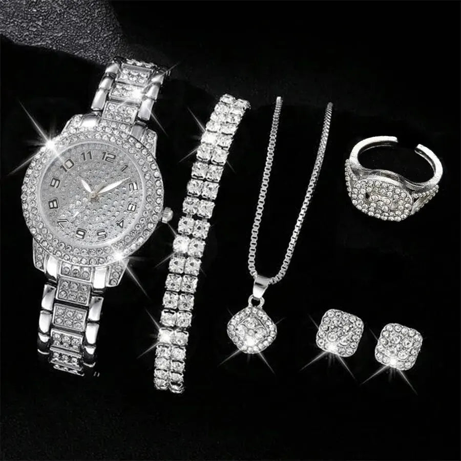6PCS Women Watch Luxury Elegant Alloy Watch Crystal Wristwatch For Ladies Gift Quartz Watch Alloy Rhinestone Bracelet Montre - Simply Just Deals LLC6PCS Women Watch Luxury Elegant Alloy Watch Crystal Wristwatch For Ladies Gift Quartz Watch Alloy Rhinestone Bracelet Montre1420144730372208 - SL - 2H151 - H18372208 - SL - 2H151 - H1836PCS Women Watch Luxury Elegant Alloy Watch Crystal Wristwatch For Ladies Gift Quartz Watch Alloy Rhinestone Bracelet Montre