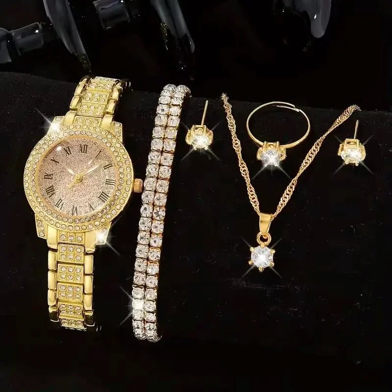 6PCS Women Watch Luxury Elegant Alloy Watch Crystal Wristwatch For Ladies Gift Quartz Watch Alloy Rhinestone Bracelet Montre - Simply Just Deals LLC6PCS Women Watch Luxury Elegant Alloy Watch Crystal Wristwatch For Ladies Gift Quartz Watch Alloy Rhinestone Bracelet Montre1420000510072208GO - 2H151 - H18372208GO - 2H151 - H1836PCS Women Watch Luxury Elegant Alloy Watch Crystal Wristwatch For Ladies Gift Quartz Watch Alloy Rhinestone Bracelet Montre