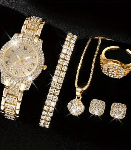 6PCS Women Watch Luxury Elegant Alloy Watch Crystal Wristwatch For Ladies Gift Quartz Watch Alloy Rhinestone Bracelet Montre - Simply Just Deals LLC6PCS Women Watch Luxury Elegant Alloy Watch Crystal Wristwatch For Ladies Gift Quartz Watch Alloy Rhinestone Bracelet Montre1420000510072208GO - 2H151 - H18372208GO - 2H151 - H1836PCS Women Watch Luxury Elegant Alloy Watch Crystal Wristwatch For Ladies Gift Quartz Watch Alloy Rhinestone Bracelet Montre