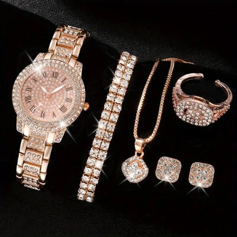 6PCS Women Watch Luxury Elegant Alloy Watch Crystal Wristwatch For Ladies Gift Quartz Watch Alloy Rhinestone Bracelet Montre - Simply Just Deals LLC6PCS Women Watch Luxury Elegant Alloy Watch Crystal Wristwatch For Ladies Gift Quartz Watch Alloy Rhinestone Bracelet Montre1410000597972208RGO - 2H151 - H18372208RGO - 2H151 - H1836PCS Women Watch Luxury Elegant Alloy Watch Crystal Wristwatch For Ladies Gift Quartz Watch Alloy Rhinestone Bracelet Montre