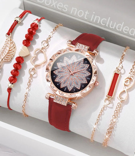 6PCS/Set Women's Watch Fashion Roma Heart Dial Leather Band Quartz Watches Leaf Bracelets Set(Without Box) - Simply Just Deals LLC6PCS/Set Women's Watch Fashion Roma Heart Dial Leather Band Quartz Watches Leaf Bracelets Set(Without Box)14200000080DSetWithoutBoxD Set Without Box6PCS/Set Women's Watch Fashion Roma Heart Dial Leather Band Quartz Watches Leaf Bracelets Set(Without Box)