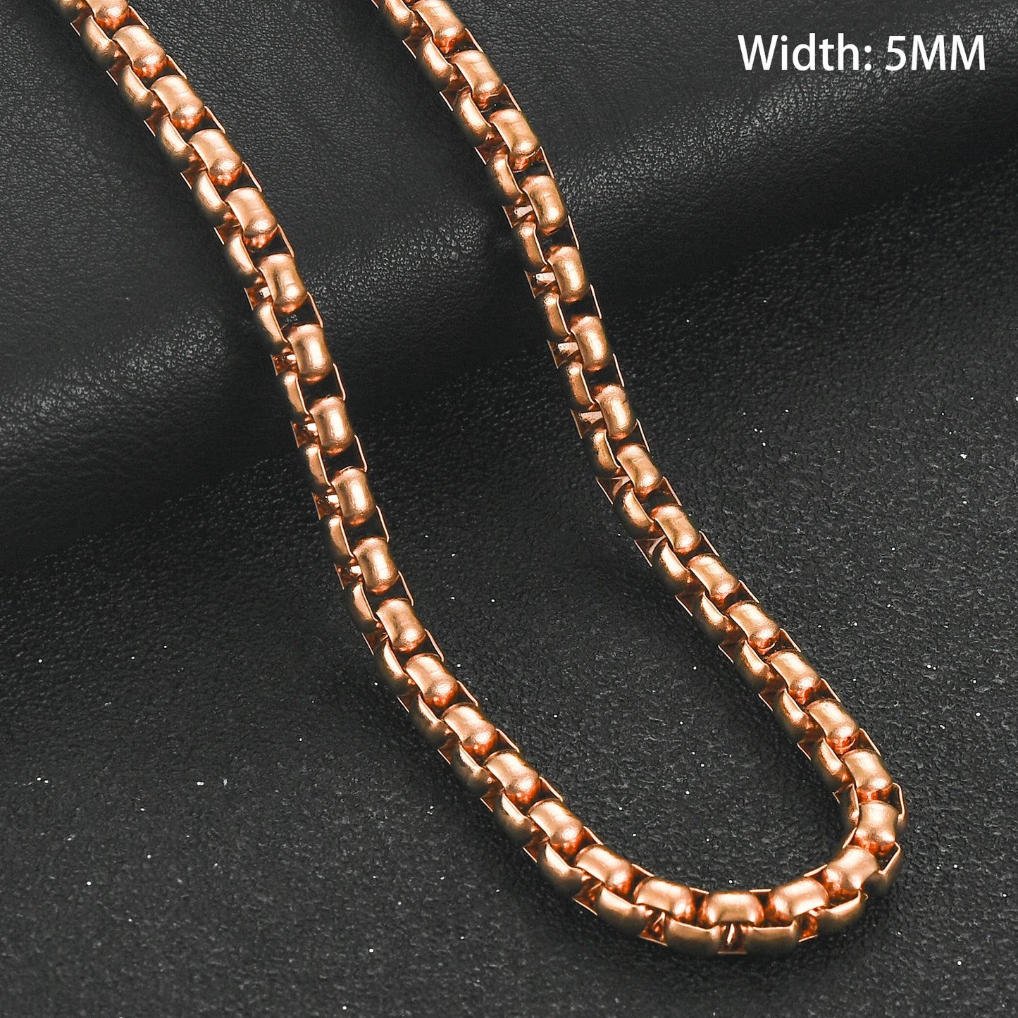 2/3/4/5mm Classic Mens Stainless Steel Rolo Square Box Chain Necklace for Men Women Rose Gold Color Plated Choker Metal Jewelry