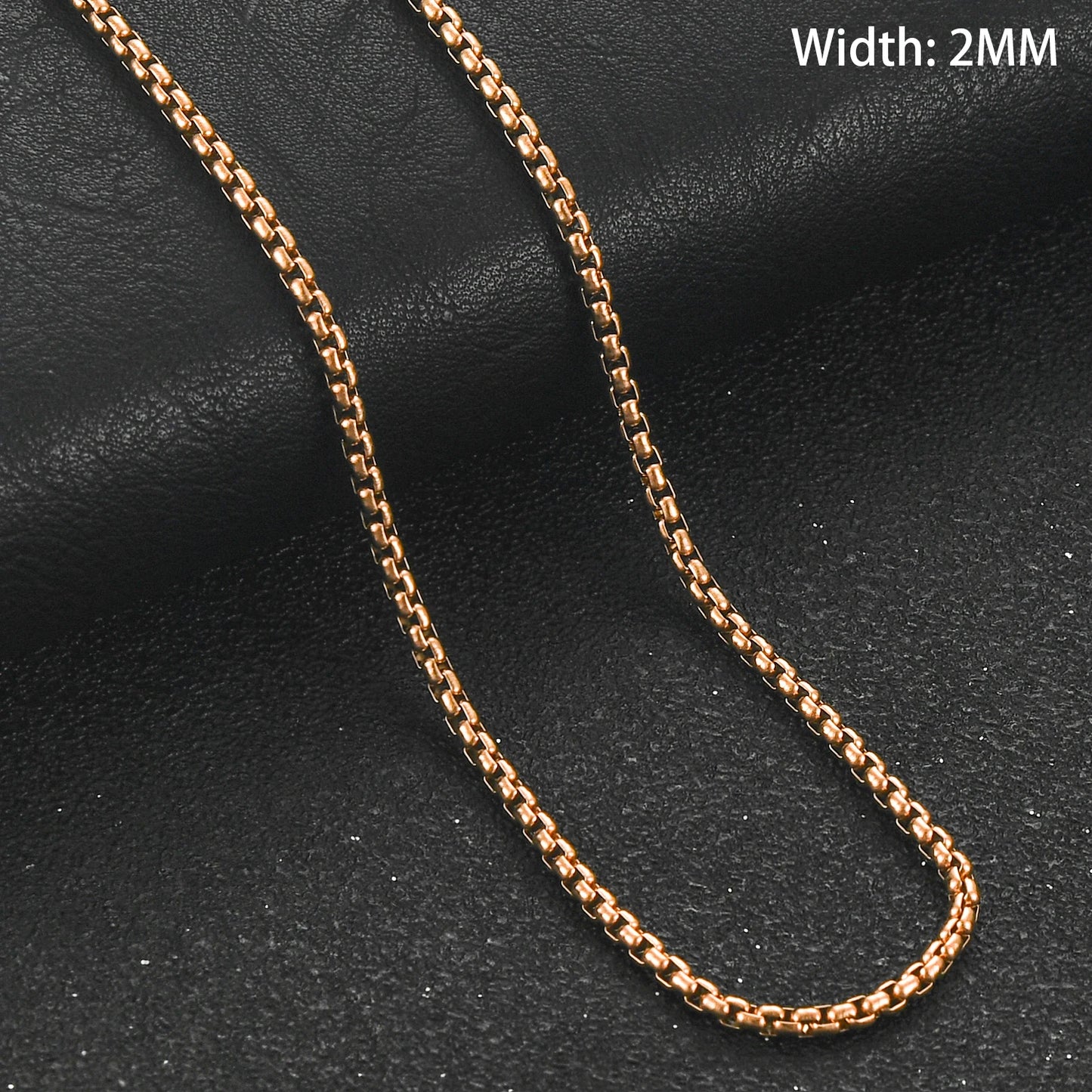 2/3/4/5mm Classic Mens Stainless Steel Rolo Square Box Chain Necklace for Men Women Rose Gold Color Plated Choker Metal Jewelry