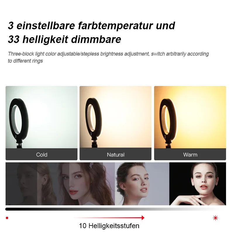 Selfie Ring Light for Laptop Computer Desktop Youtube Ring Lamp Video Conference Lighting Kit With Tripod Phone Holder Clip On