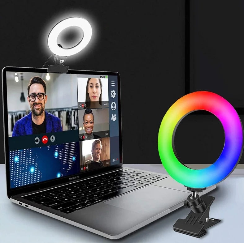 Selfie Ring Light for Laptop Computer Desktop Youtube Ring Lamp Video Conference Lighting Kit With Tripod Phone Holder Clip On