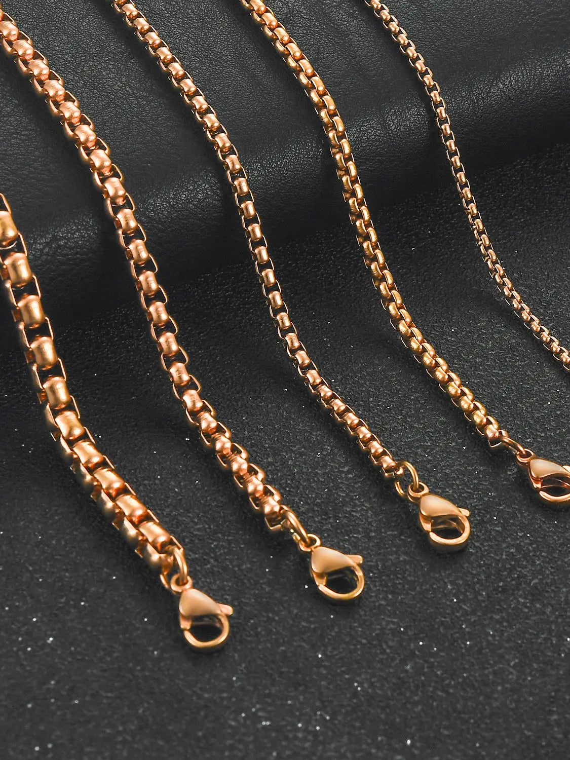 2/3/4/5mm Classic Mens Stainless Steel Rolo Square Box Chain Necklace for Men Women Rose Gold Color Plated Choker Metal Jewelry