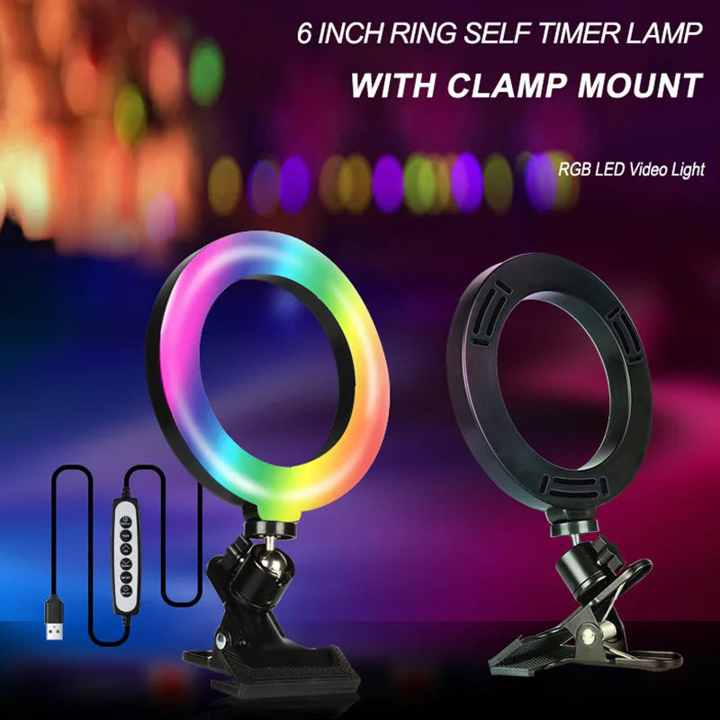 Selfie Ring Light for Laptop Computer Desktop Youtube Ring Lamp Video Conference Lighting Kit With Tripod Phone Holder Clip On