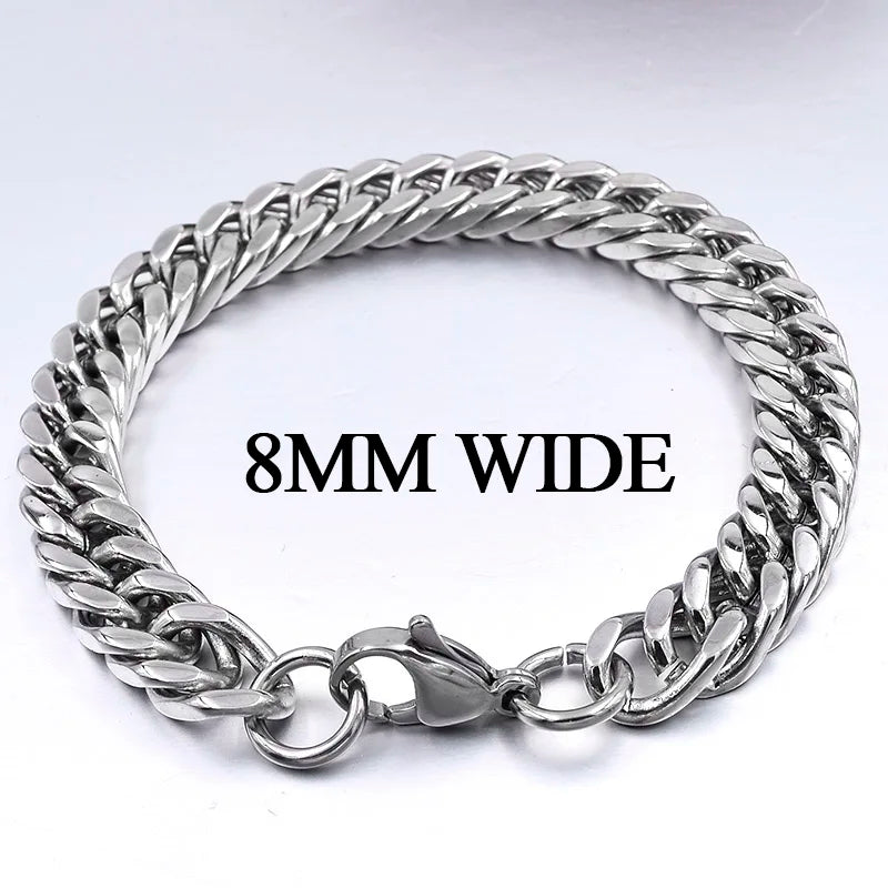 Moorvan Christmas Gift New Stainless Steel Men bracelet Trendy Style,21cm 10mm Bracelet Boys Women Wholesale Jewelry