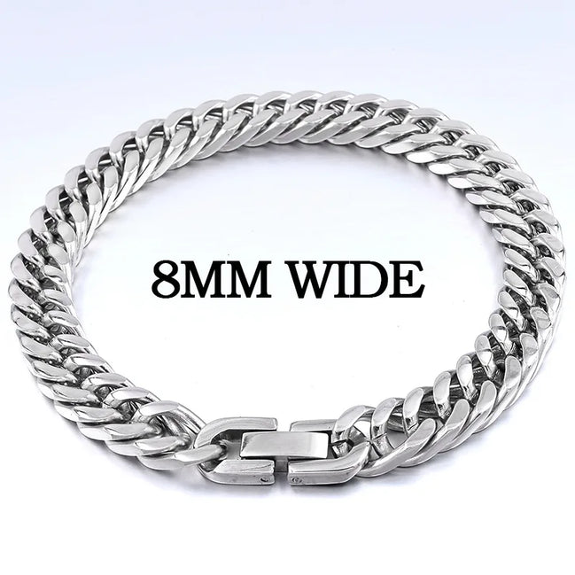 Moorvan Christmas Gift New Stainless Steel Men bracelet Trendy Style,21cm 10mm Bracelet Boys Women Wholesale Jewelry - Simply Just Deals LLC