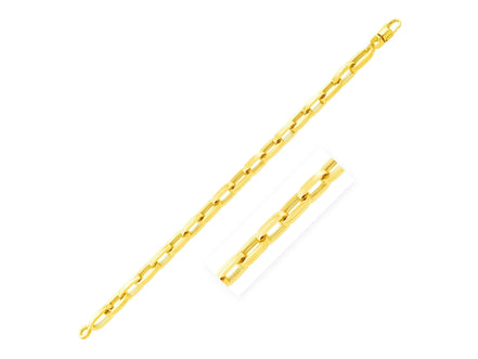 UD2 14k Yellow Gold 8 1/2 Inch Men's Wide Paperclip Chain Bracelet Fashionable Link Bracelet