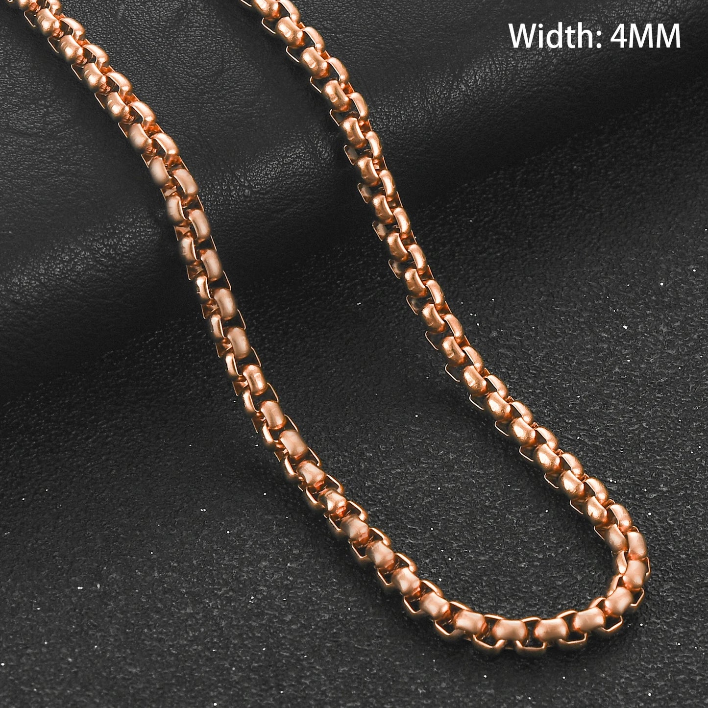 2/3/4/5mm Classic Mens Stainless Steel Rolo Square Box Chain Necklace for Men Women Rose Gold Color Plated Choker Metal Jewelry