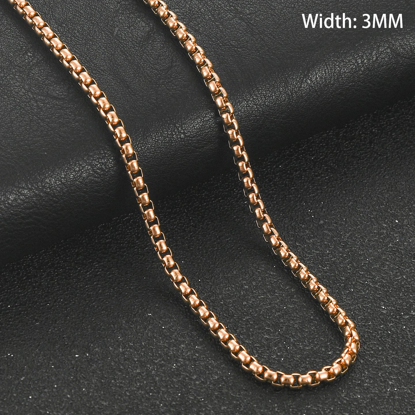 2/3/4/5mm Classic Mens Stainless Steel Rolo Square Box Chain Necklace for Men Women Rose Gold Color Plated Choker Metal Jewelry